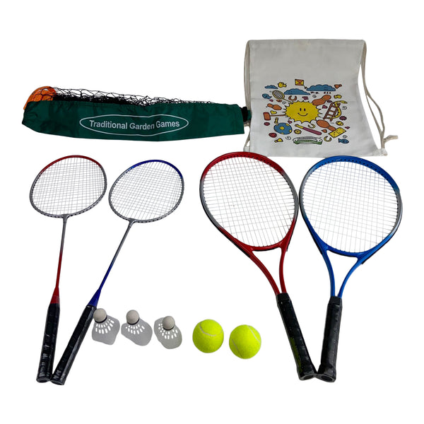 2 Player Badminton & Tennis set with 5m Net Traditional Garden Games