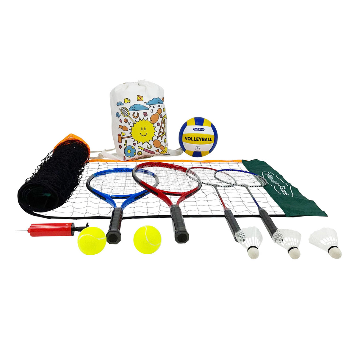 3 in 1 Badminton Volleyball &amp; Tennis Playset with 5m Net