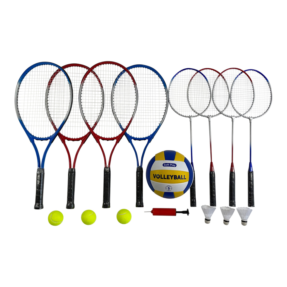 4 Player 3 in 1 Badminton Volley Ball Tennis Set with 6m Net