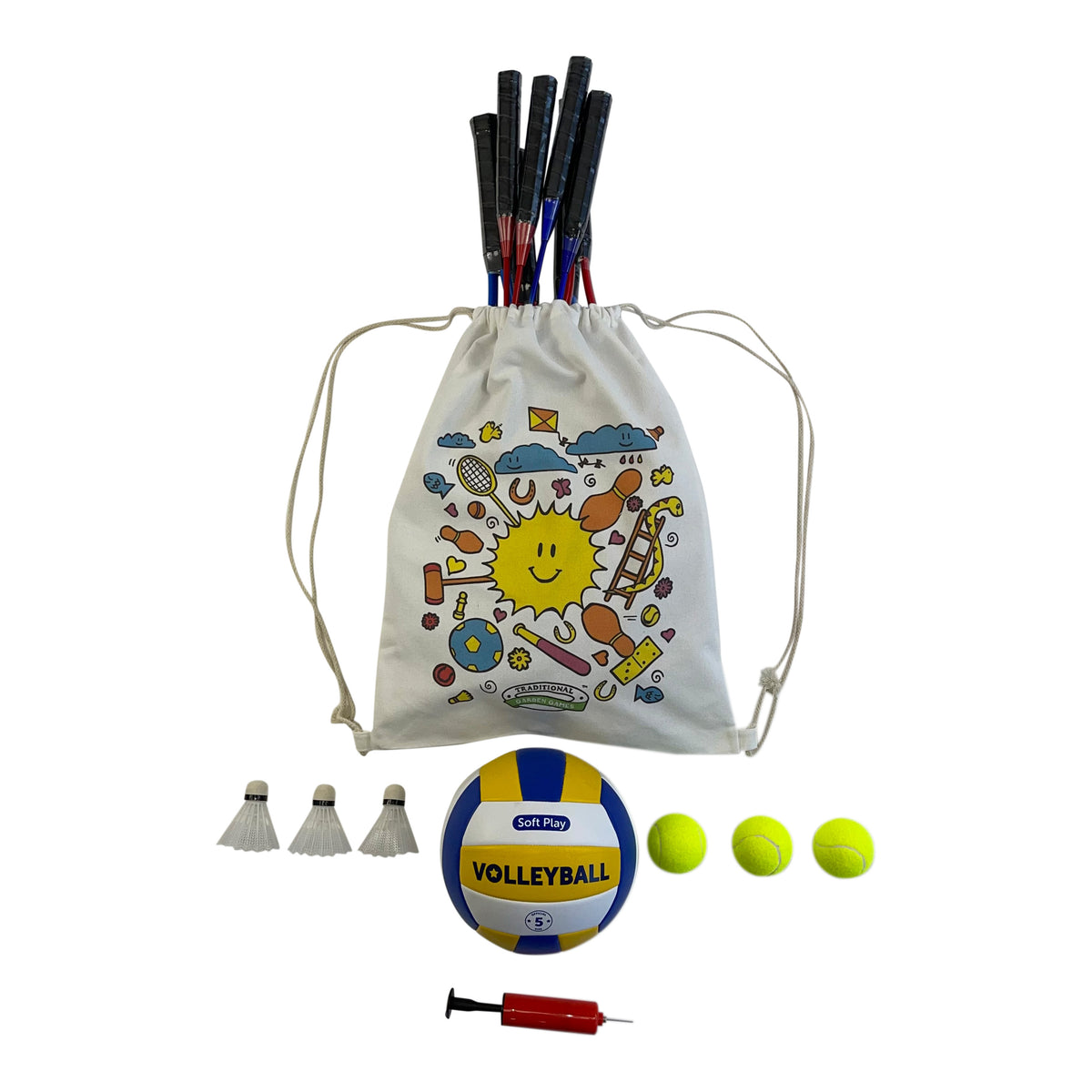 4 Player 3 in 1 Badminton Volley Ball Tennis Set with 6m Net