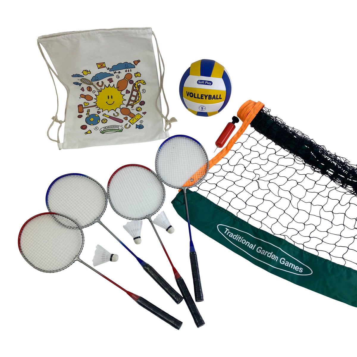4 Player Badminton &amp; Volleyball set with 6m Net